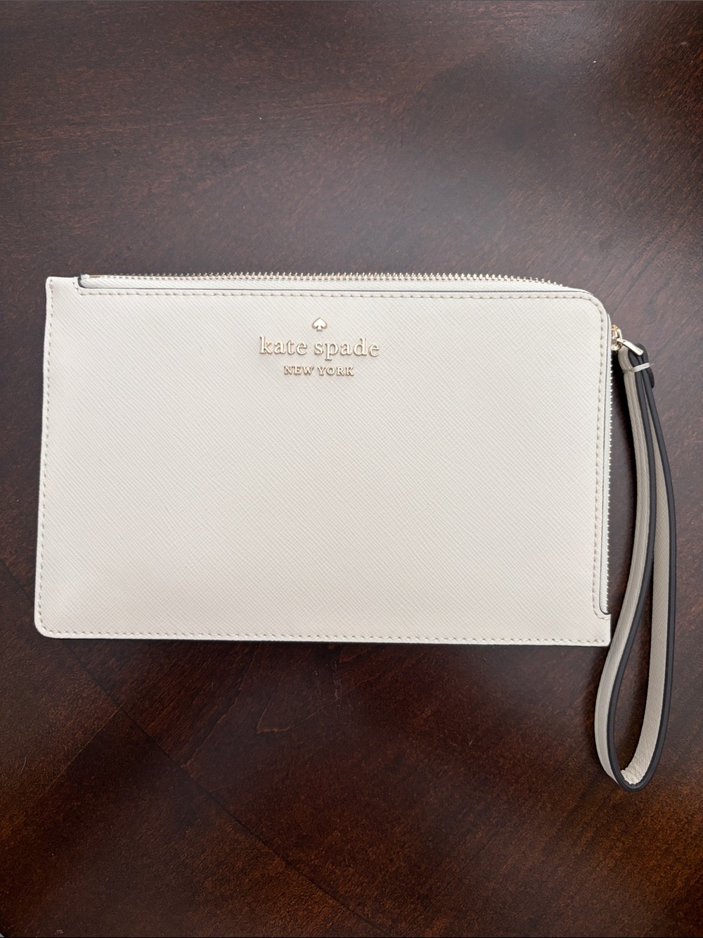 kate spade cream zip wristlet with detachable strap